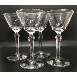 Libbey Stemware Cordial Sherry Glasses Faceted Stem Vintage USA 4 Fl Oz Set of 4